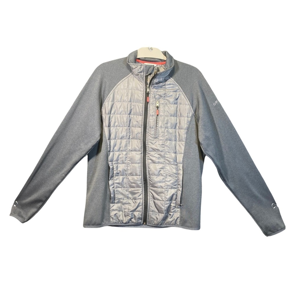 Orvis Mens Gray Hybrid Quilted Puffer Softshell Full Zip Jacket‎ 1232487 Size L